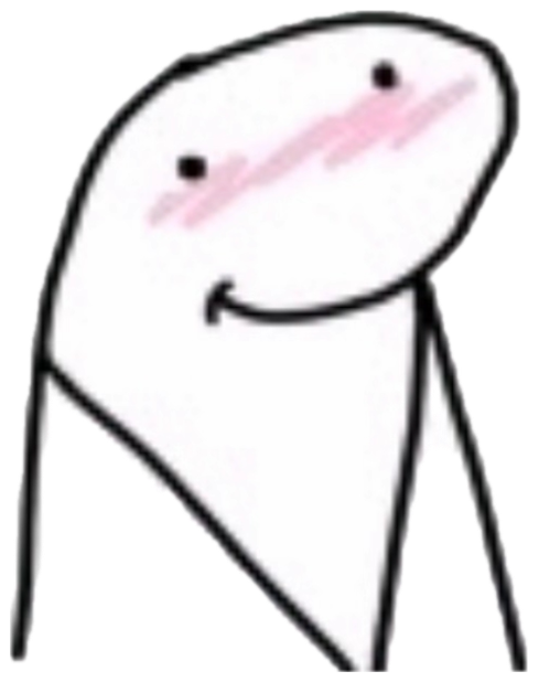 Simple stick-figure character blushing with pink cheeks and a small heart floating above sticker