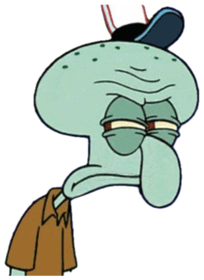 Squidward peering out his window with heavy-lidded eyes, looking completely done sticker
