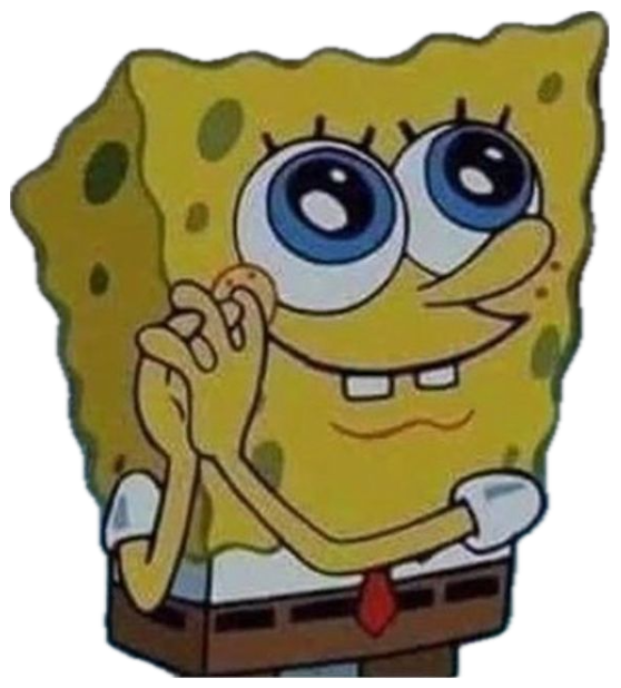 SpongeBob clasping his hands with sparkly starry eyes and a dreamy smile sticker