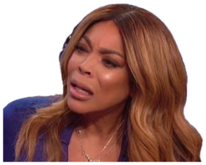 Talk show host squinting sideways with an openly disgusted, judgmental grimace sticker