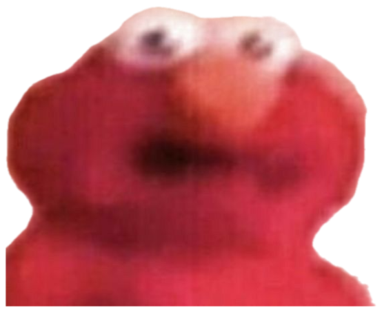Elmo's blurry face zoomed in with 'excuse me' — deeply unsettled sticker