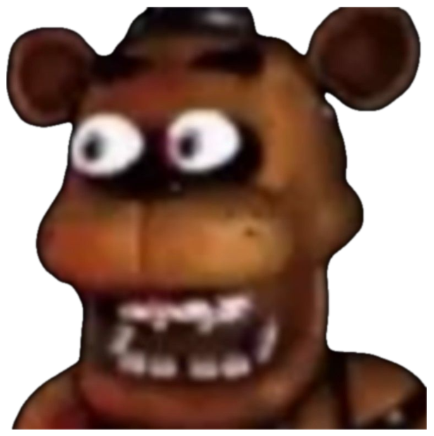 Freddy Fazbear staring dead ahead with wide googly eyes in the dark sticker