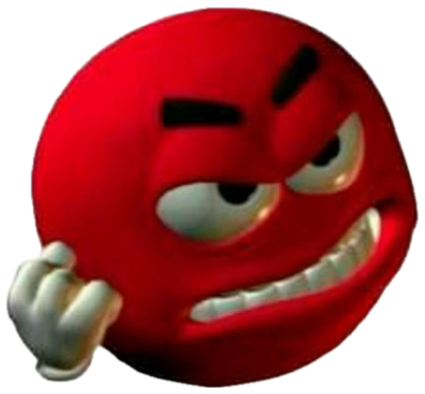 Red 3D emoji face gritting its teeth with both fists clenched sticker