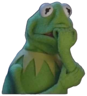 Kermit the Frog with a hand to his mouth looking anxious and worried sticker