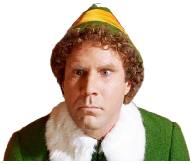 Buddy the Elf staring dead ahead, thoroughly deflated sticker