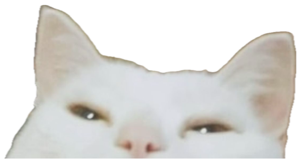 Close-up white cat with a squinting, unimpressed stare captioned 'wack.' sticker