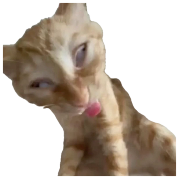 Ginger cat with half-lidded eyes and tongue out, looking spaced-out and done sticker