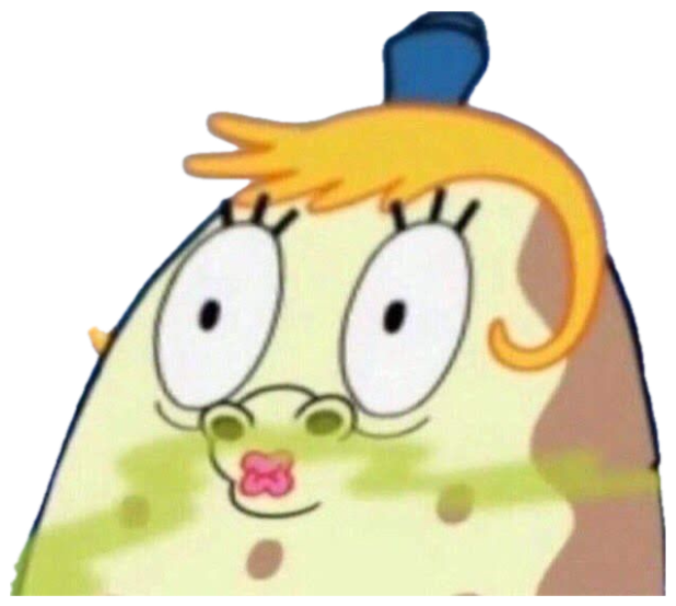 SpongeBob fish character with big startled eyes and a tiny gaping mouth expression sticker