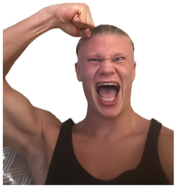 Man flexing his bicep and screaming in triumph captioned 'Yeaaaaaaah' sticker