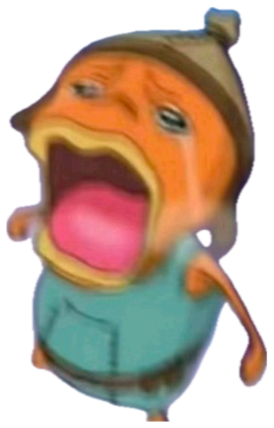 Blurry cartoon kid in a beanie wailing dramatically mid-cry sticker