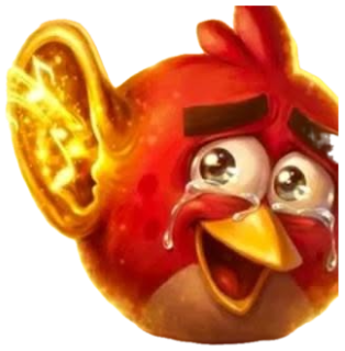 Angry Birds' Red beaming with joyful tears streaming down his glowing face sticker