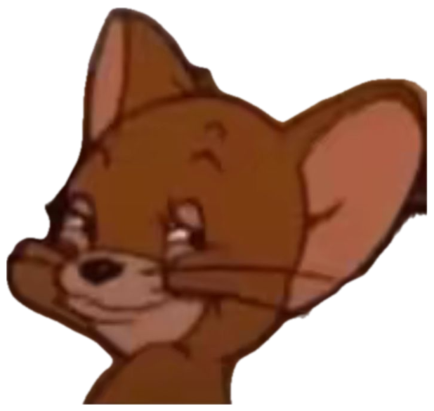 Jerry the mouse resting his chin on his paws with a smug, content little smile sticker