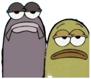 Two deeply unamused SpongeBob fish characters staring forward with droopy expressions sticker