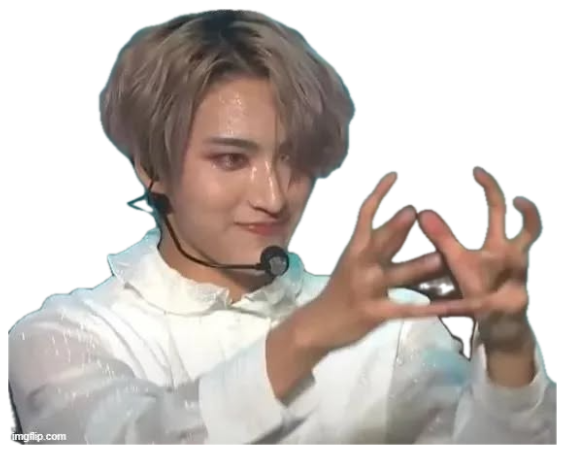 K-pop performer on stage with a menacing smile and claw hand, captioned '*CUTENESS AGGRESSION ACTIVATED*' sticker