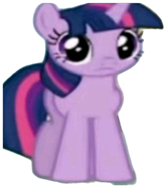 Twilight Sparkle standing with a stiff, wide-eyed nervous little smile sticker