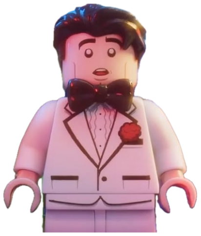 LEGO man in a white tuxedo standing frozen with a wide-eyed, mouth-open shocked look sticker