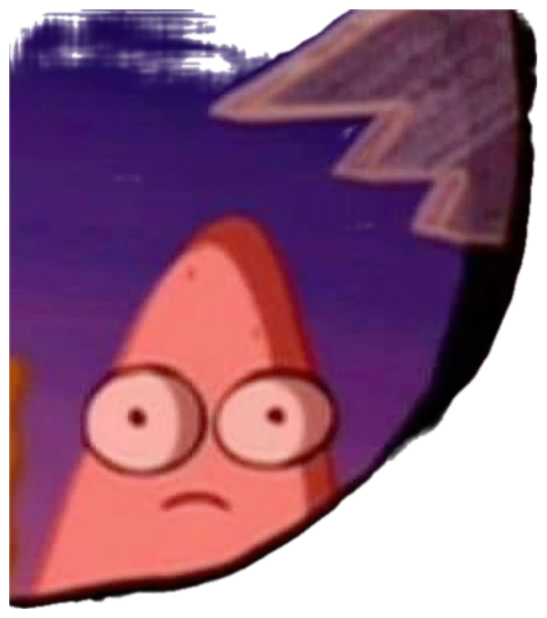 Patrick Star peeking through a porthole with a blank, confused stare sticker