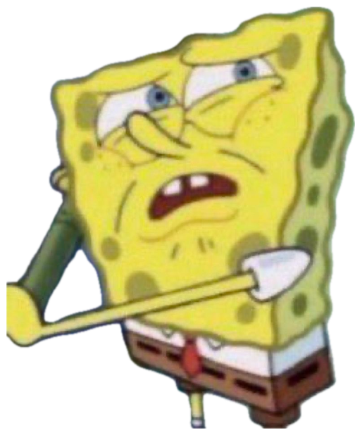 SpongeBob squinting with a deeply grossed-out, disgusted grimace sticker