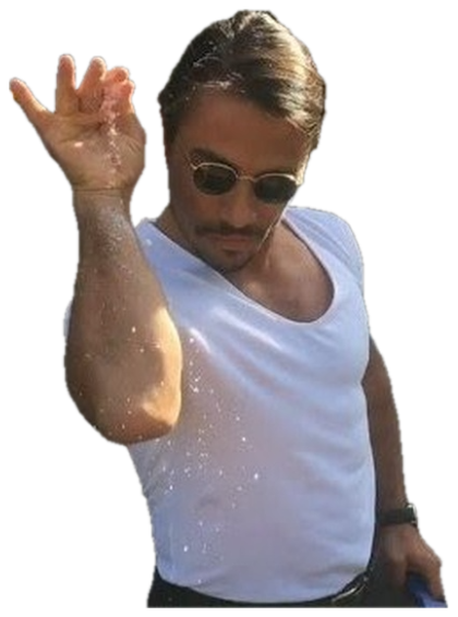Salt Bae in sunglasses sprinkling salt down his forearm with signature flair sticker