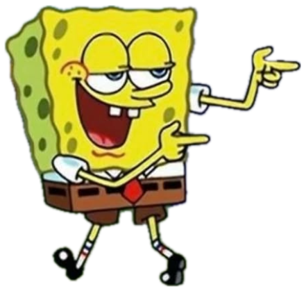SpongeBob strutting and pointing with a confident, cocky grin sticker