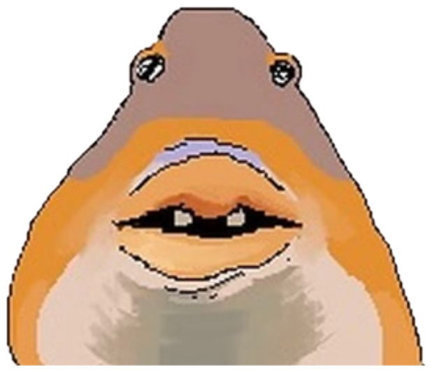 Pixel-drawn creature face with a strained, uneasy grimace sticker