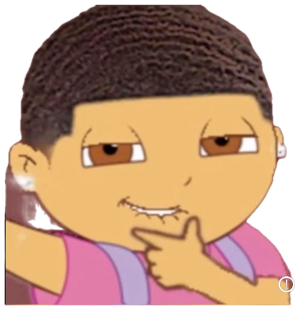 Cartoon boy with a hand on his chin giving a sly, scheming smirk sticker