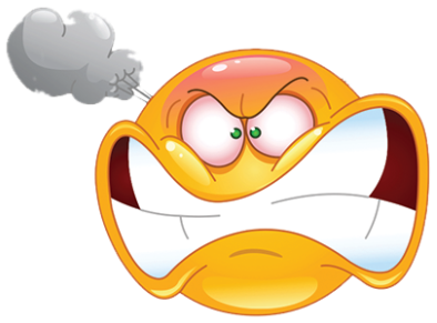 Orange emoji face screaming in rage with fists clenched and steam blasting from its head sticker