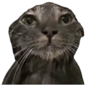 Gray tabby cat staring dead ahead against a stormy lightning background sticker