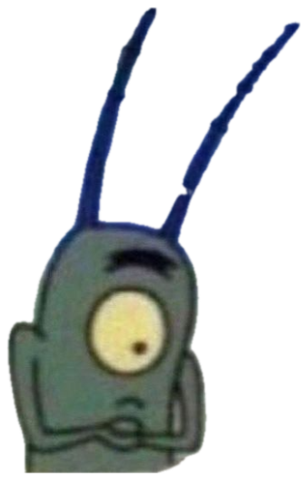 Plankton from SpongeBob standing on the seafloor with a vacant, dazed stare sticker
