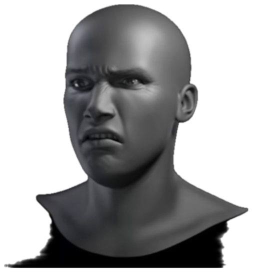 Grey 3D-rendered head with a deeply disgusted scowl, like someone explained something unhinged sticker