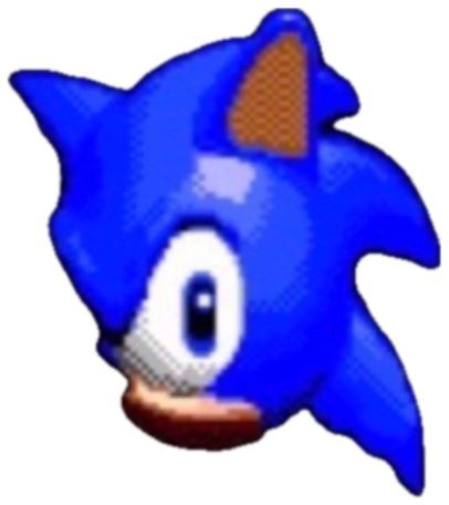 Pixelated Sonic sprite staring blankly in near-total darkness sticker