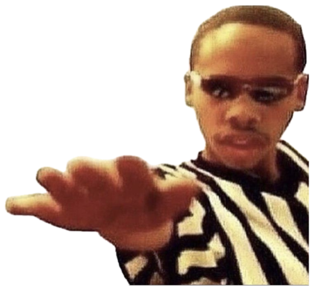 Guy in a striped shirt and shades reaching a hand out captioned 'cool yo shit slim' sticker