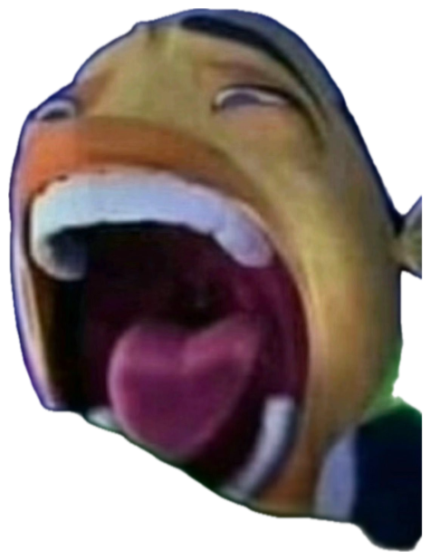 CGI fish from Finding Nemo screaming with mouth wide open and tongue out sticker