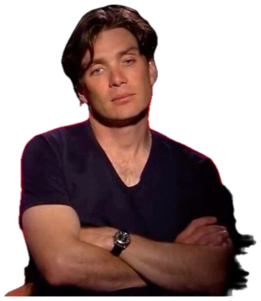 Cillian Murphy with arms crossed and a withering stare, completely done with the situation sticker