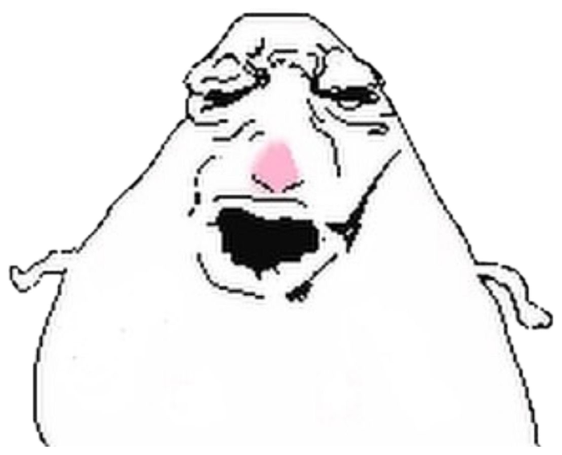 Crude wojak drawing with a scrunched, grimacing frown of disgust sticker