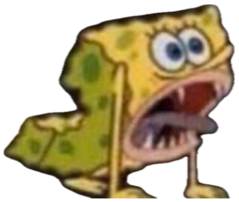 SpongeBob lunging forward with mouth agape in full panic mode sticker
