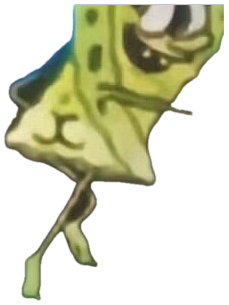 Blurry warped SpongeBob mid-motion looking distorted and off-balance sticker