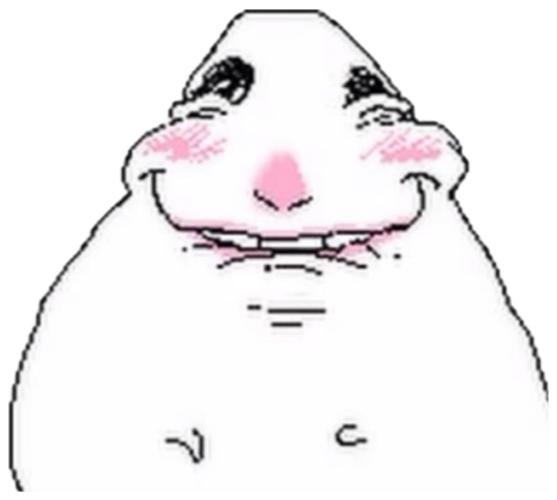 Chubby cartoon blob creature smiling warmly with rosy cheeks and stubby arms sticker
