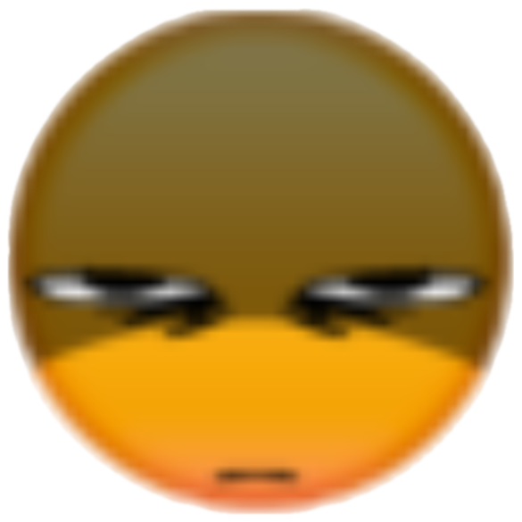 Blurry brown emoji face with heavy half-closed eyes looking thoroughly annoyed and over it sticker