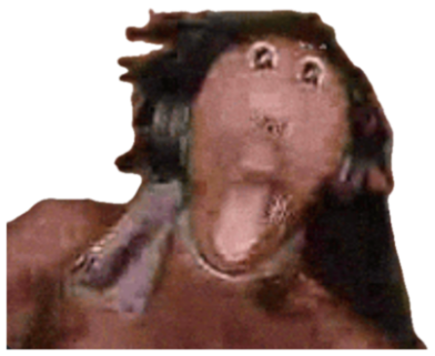 Grainy distorted monkey-like face screaming with mouth wide open sticker