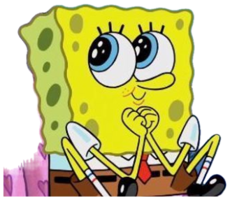 SpongeBob with huge puppy eyes and hands clasped, trying to look adorable and hopeful sticker