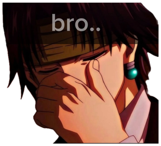 Anime guy pressing his face into his hand with pure 'bro..' energy sticker
