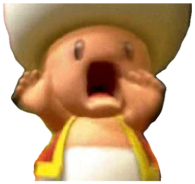 Toad from Mario screaming in terror with hands on his face sticker