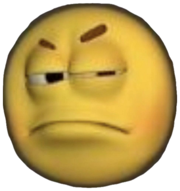 Grumpy cursed yellow emoji face with half-closed eyes and a deep frown sticker