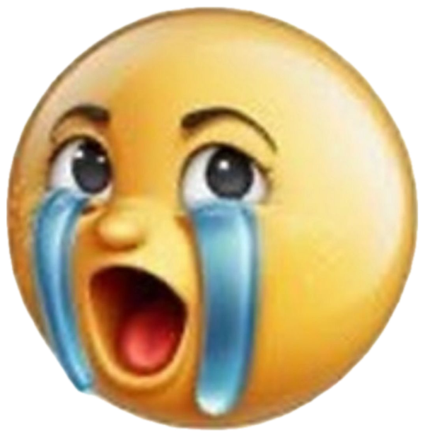 Ugly-crying emoji with a wide open mouth and streaming tears sticker