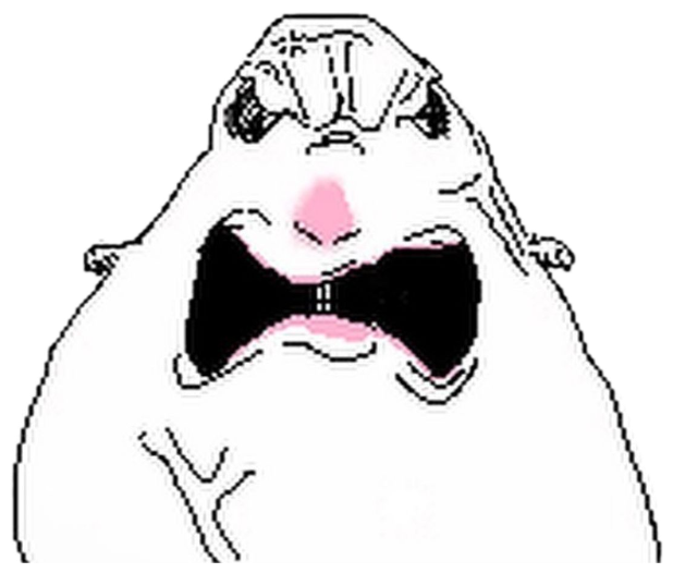Same white blob creature now furious, mouth wide open with steam puffing out sticker