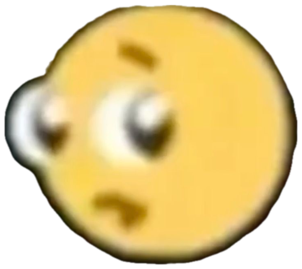 Blurry yellow emoji with woozy uneven eyes staring off into space sticker