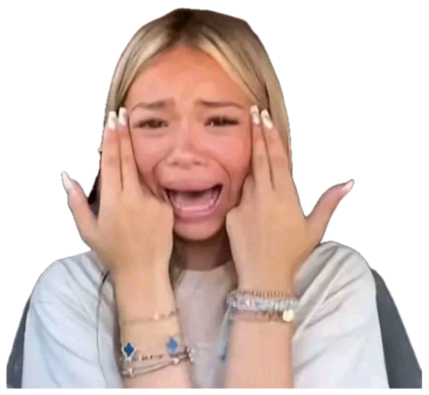 Blonde woman sobbing with hands to her face in the car sticker