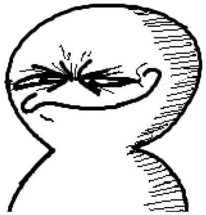 Rage-face stick figure squinting furiously at a computer screen sticker