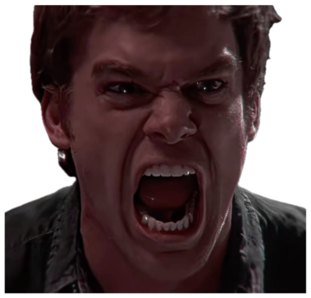 Man screaming at the top of his lungs with a furious, contorted face sticker
